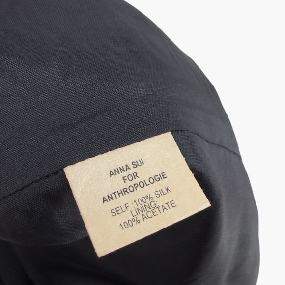 Anna Sui for Anthropologie Blue Floral Asymmetric Hem Silk Dress Size 8 - Picture 7 of 7